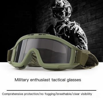 Tactical Military Shooting Goggles – Impact-Resistant Eyewear with Interchangeable Lenses & Head Strap for Airsoft, CS, Outdoor, and Helmet Use